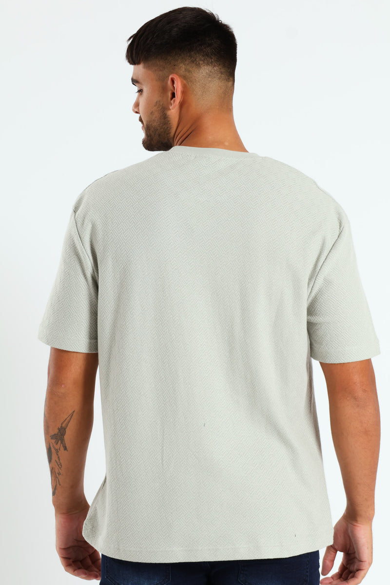 Pointelle Textured Tee - Grey