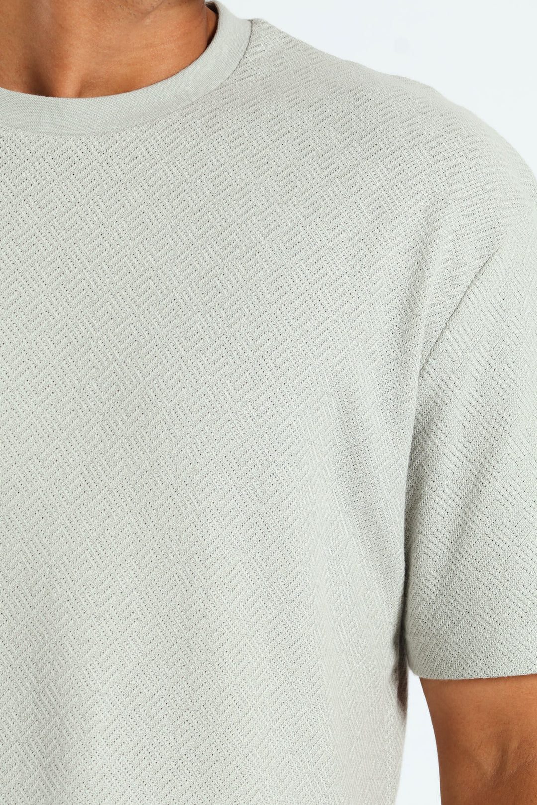 Pointelle Textured Tee - Grey