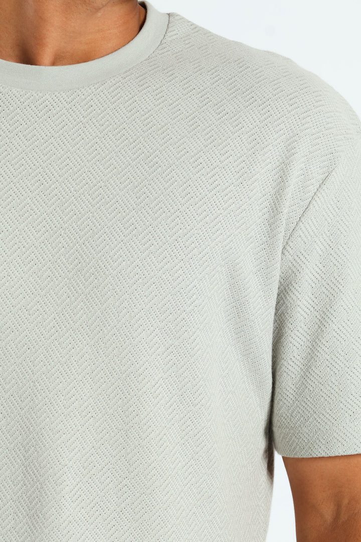 Pointelle Textured Tee - Grey