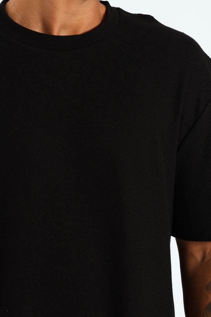 Pointelle Textured Tee - Black