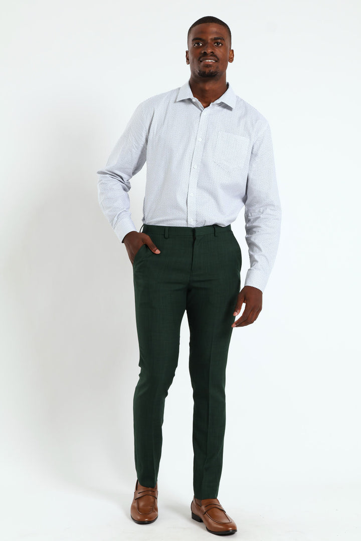 Textured Square Print Shirt - White/Navy