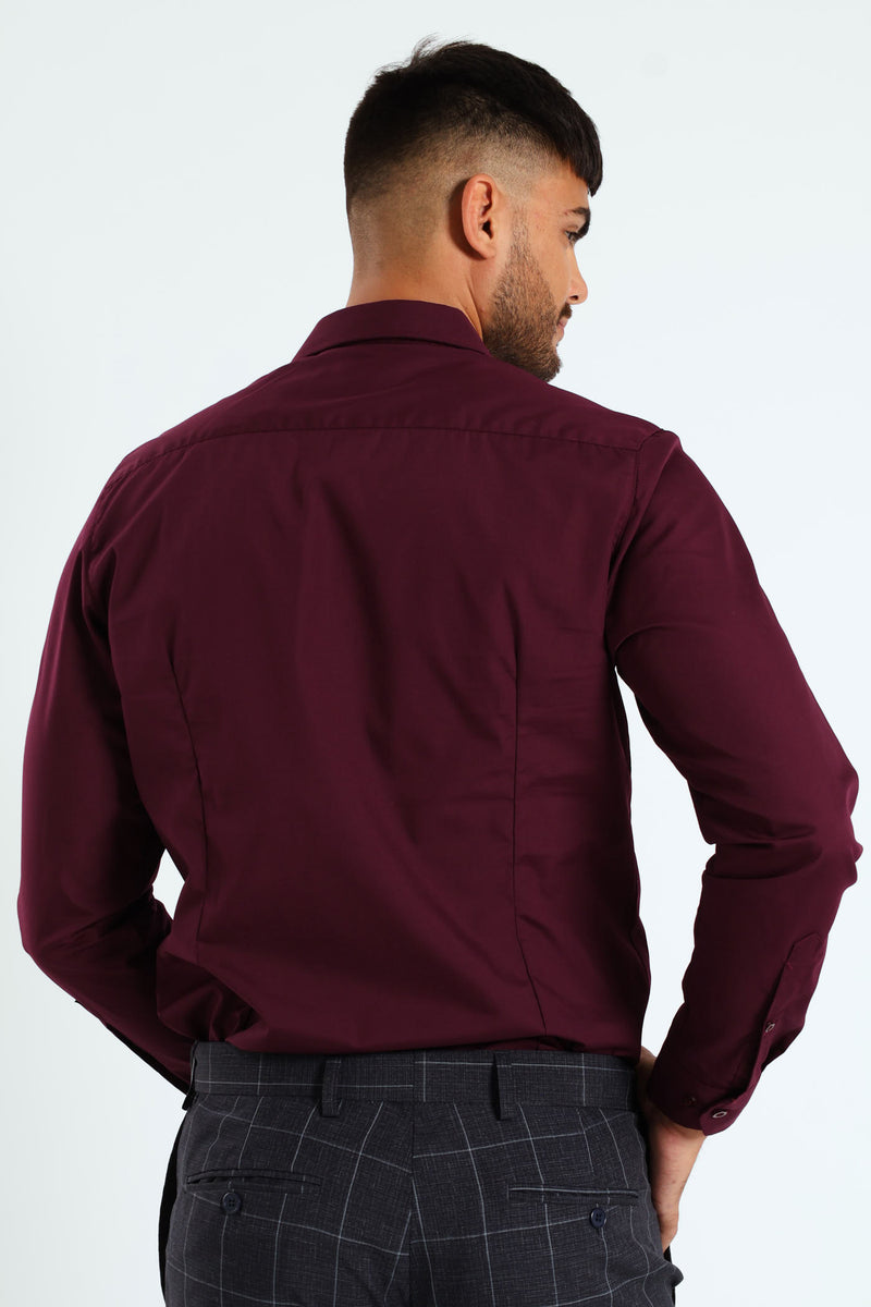 Easy Care Long Sleeve Shirt - Burgundy