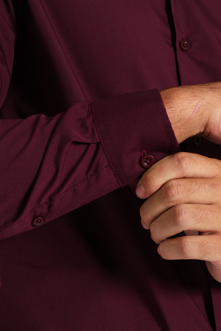 Easy Care Long Sleeve Shirt - Burgundy