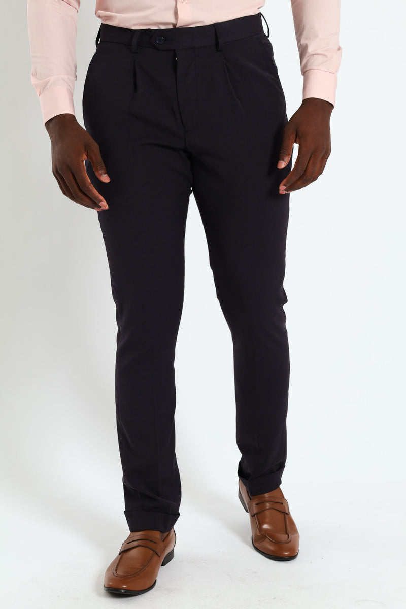 Pleated Trouser - Navy