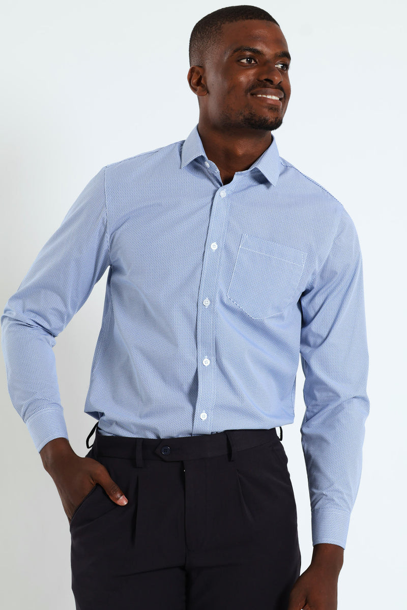 Two Tone Check Shirt - White/Blue