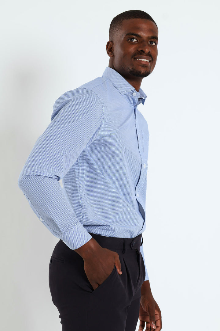 Two Tone Check Shirt - White/Blue