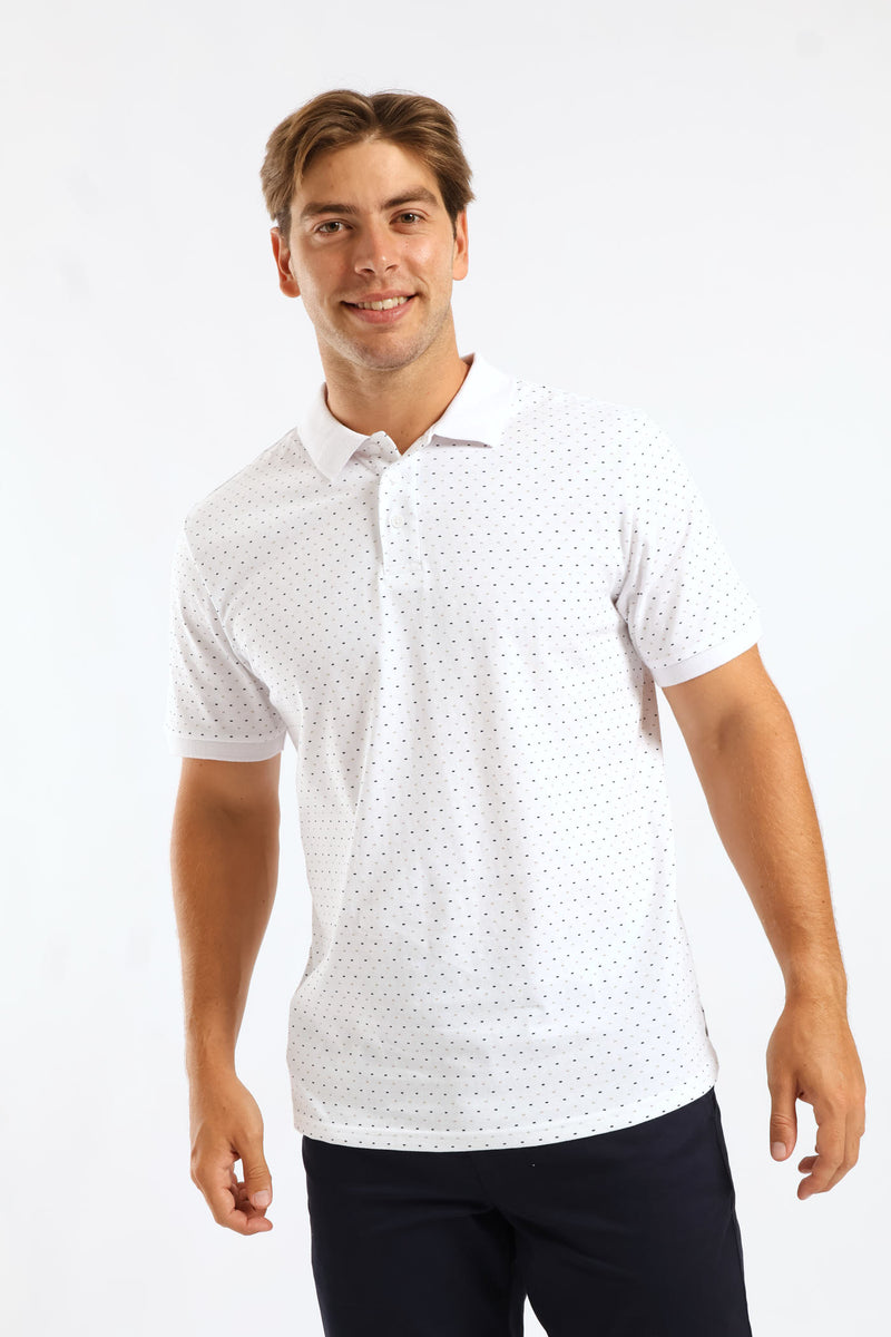Dot Dash Print Golfer - White