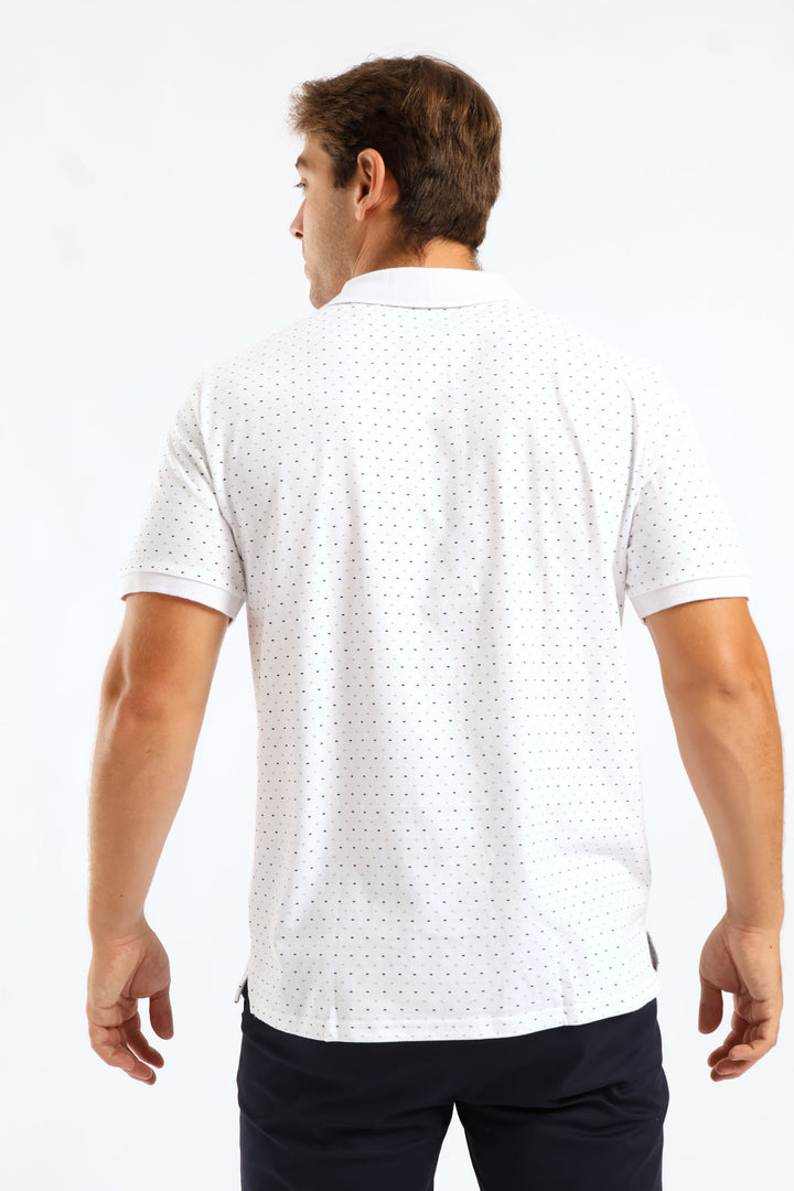 Dot Dash Print Golfer - White