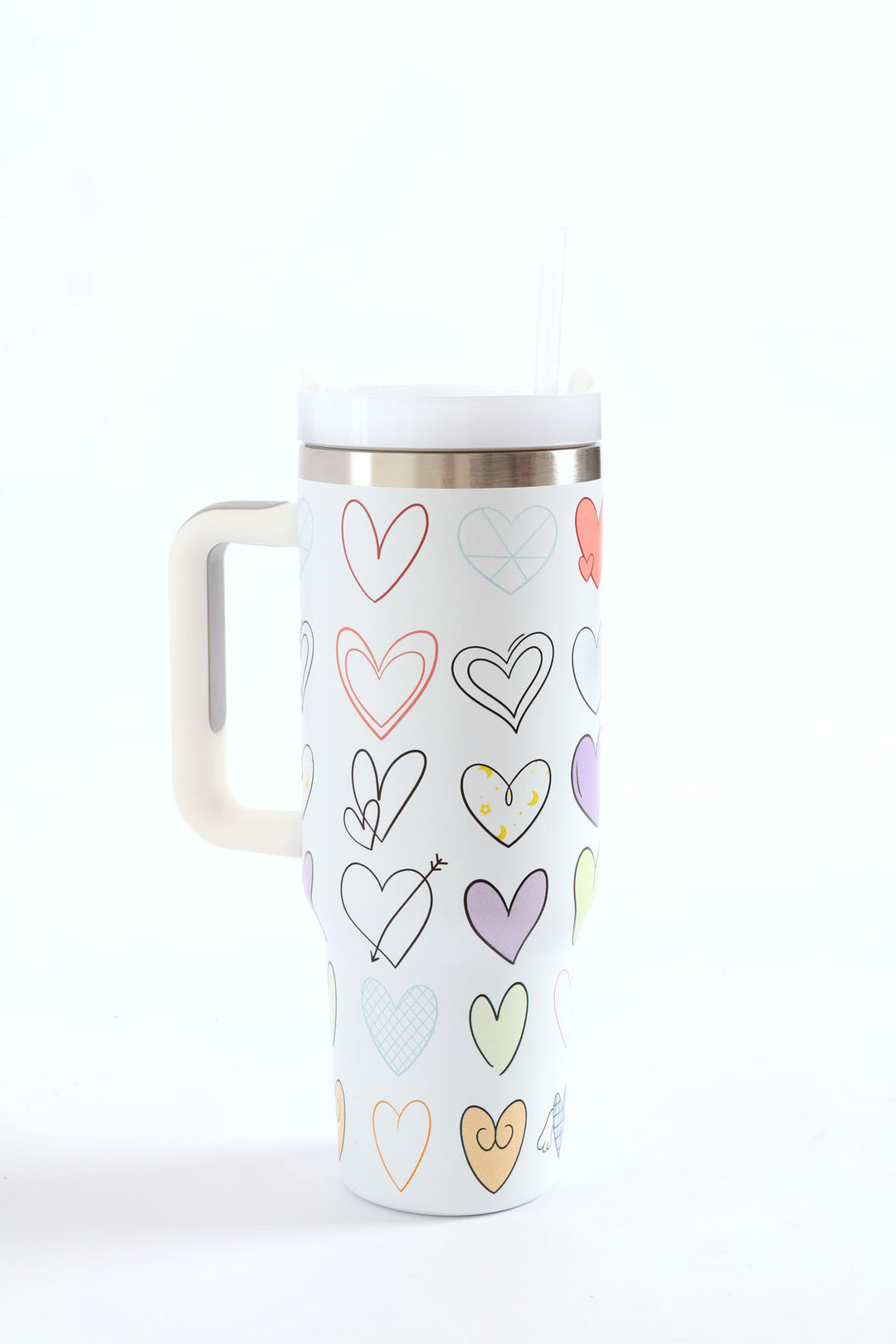 Heart Print Cup 1200ML - White