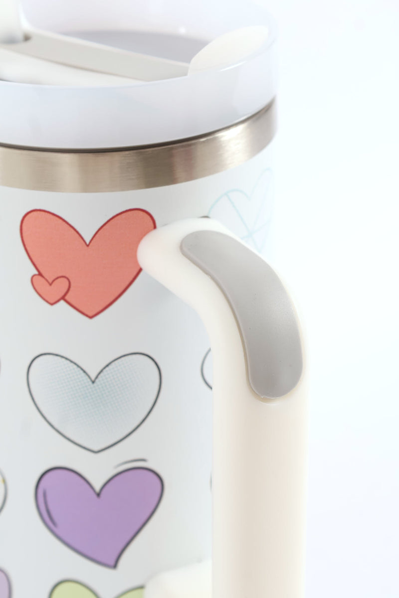 Heart Print Cup 1200ML - White