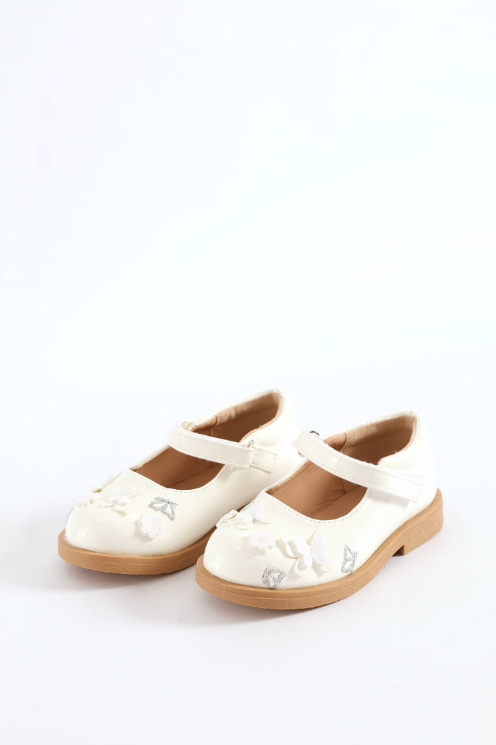 Pre-Girls Butterfly Comfort Shoe - White