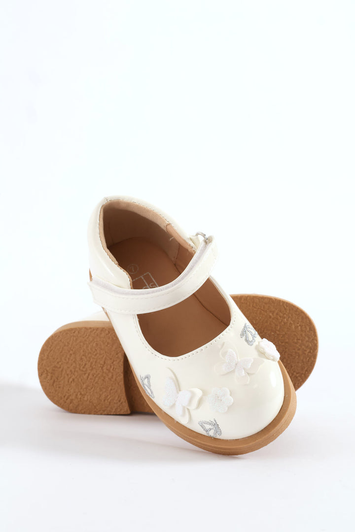 Pre-Girls Butterfly Comfort Shoe - White