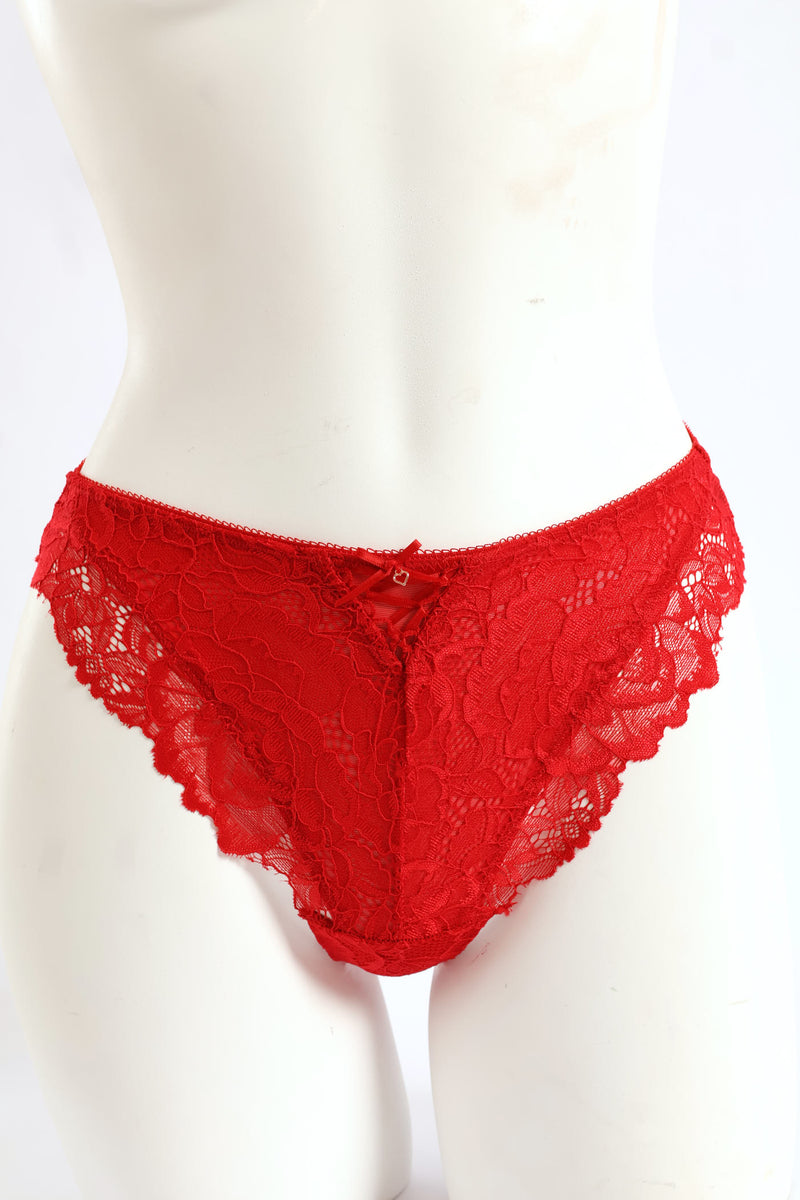 Lace Thong Panty - Red