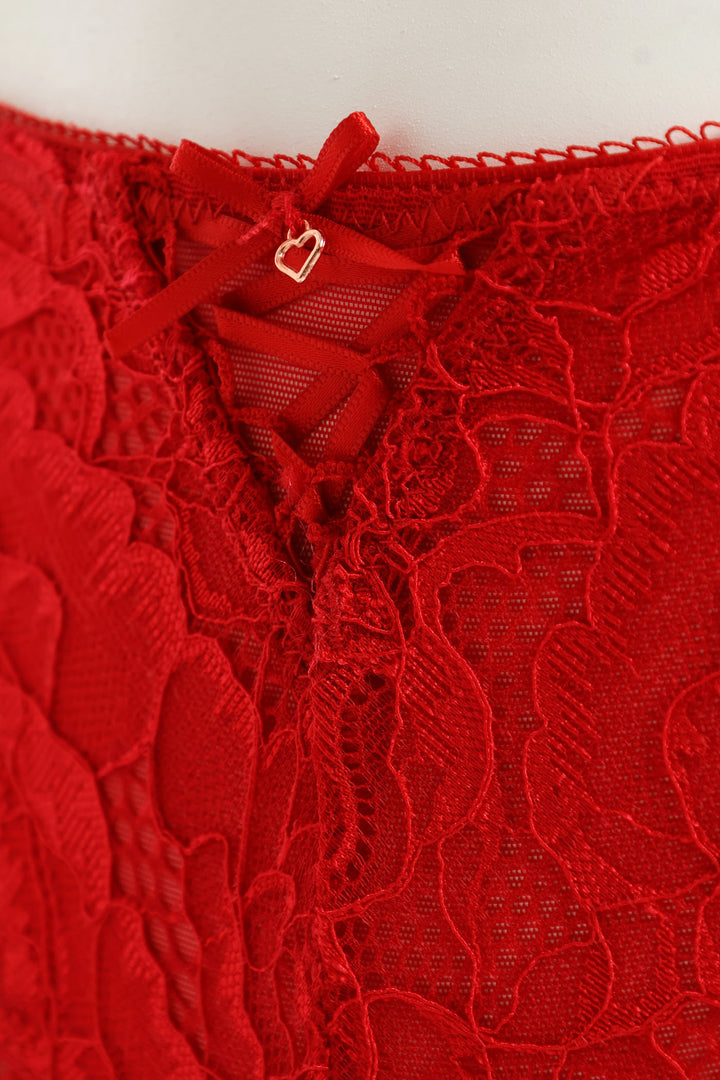 Lace Thong Panty - Red