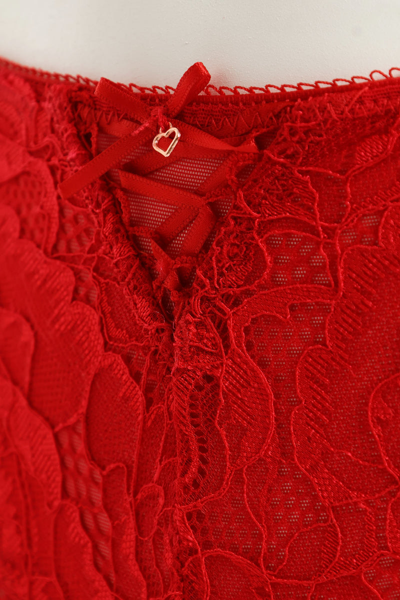Lace Thong Panty - Red