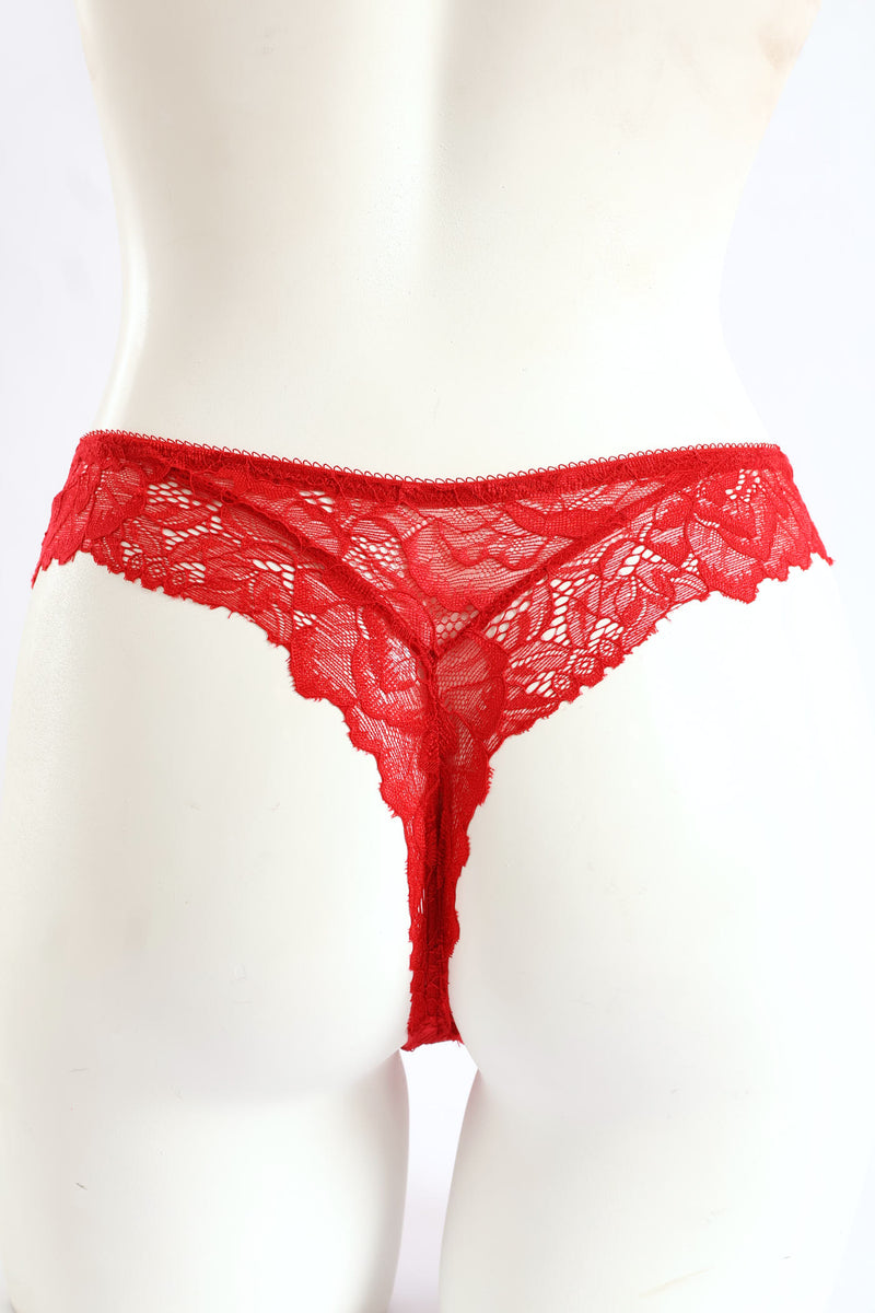 Lace Thong Panty - Red