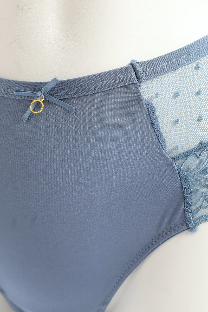 Microfibre & Lace Boyleg Panty - Blue