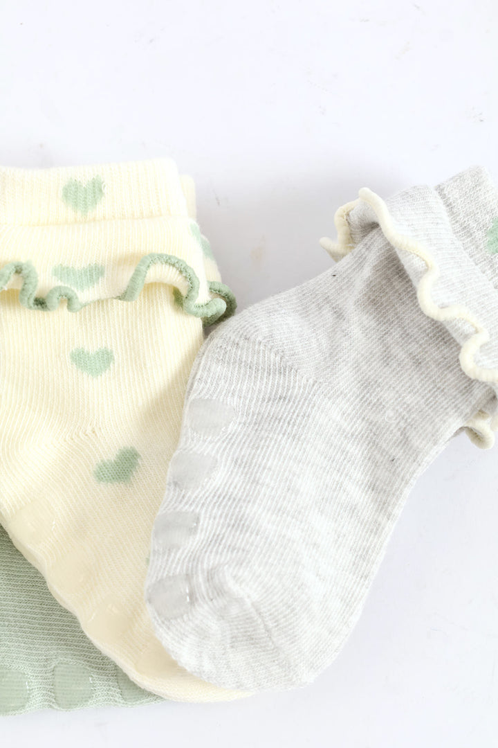 Baby Girls 3 Pack Cotton Print Socks - Sage