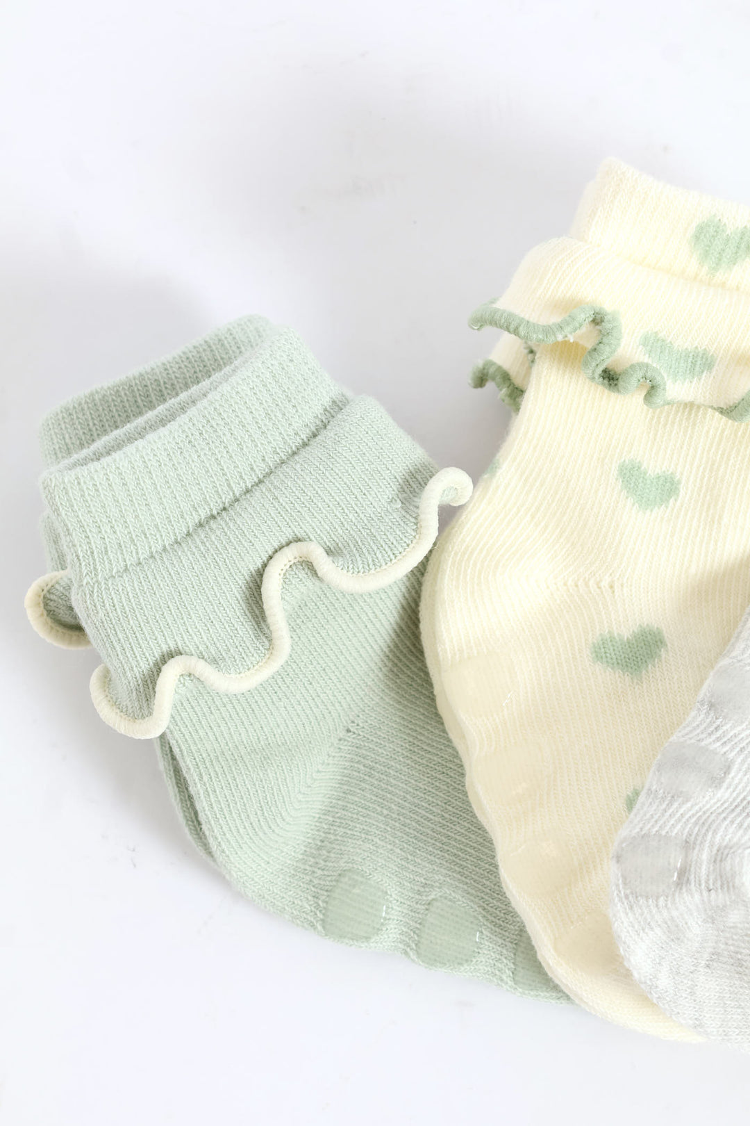 Baby Girls 3 Pack Cotton Print Socks - Sage