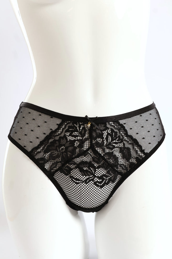 Lace Brazilian Panties - Black