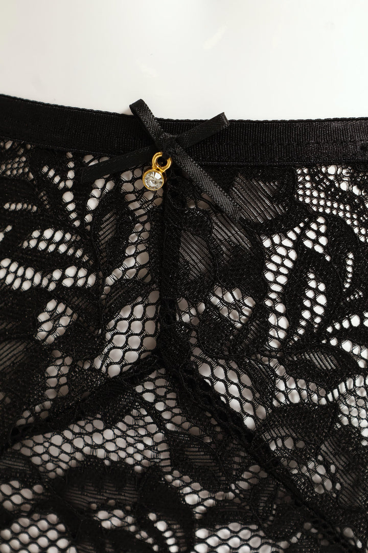 Lace Brazilian Panties - Black