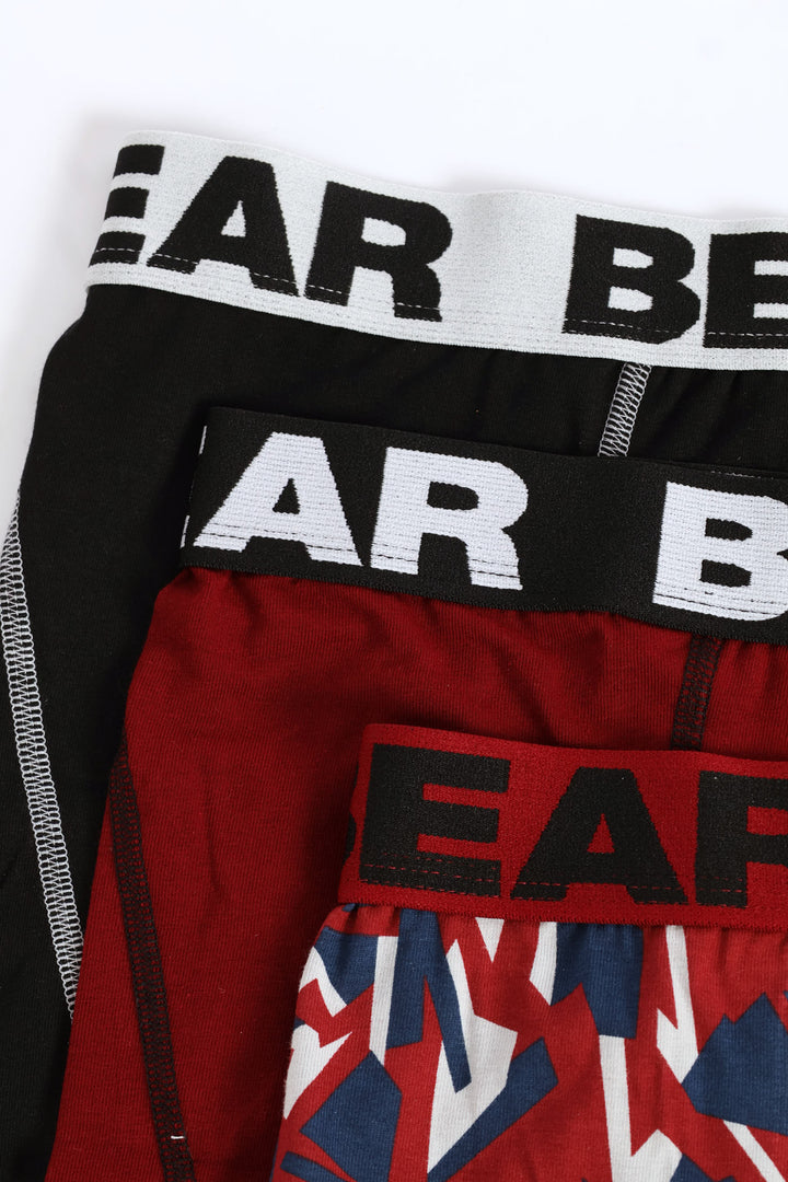 3 Pack Bear Board Shorts - Merlot/Black/Camo