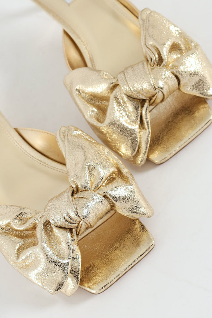 Kit Slip On Bow Mule Kitten Heel - Gold