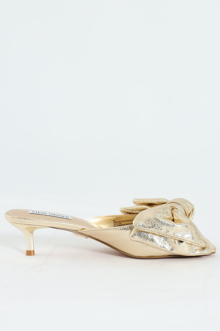 Kit Slip On Bow Mule Kitten Heel - Gold