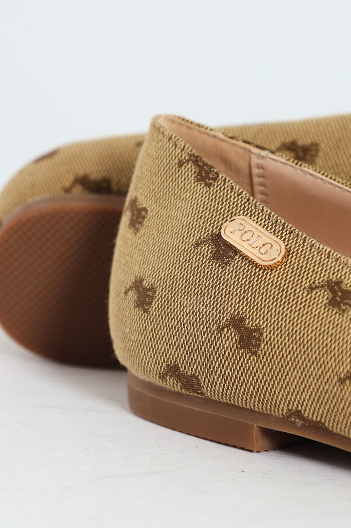 Jacquard Monogram Pointed Toe Pump - Stone