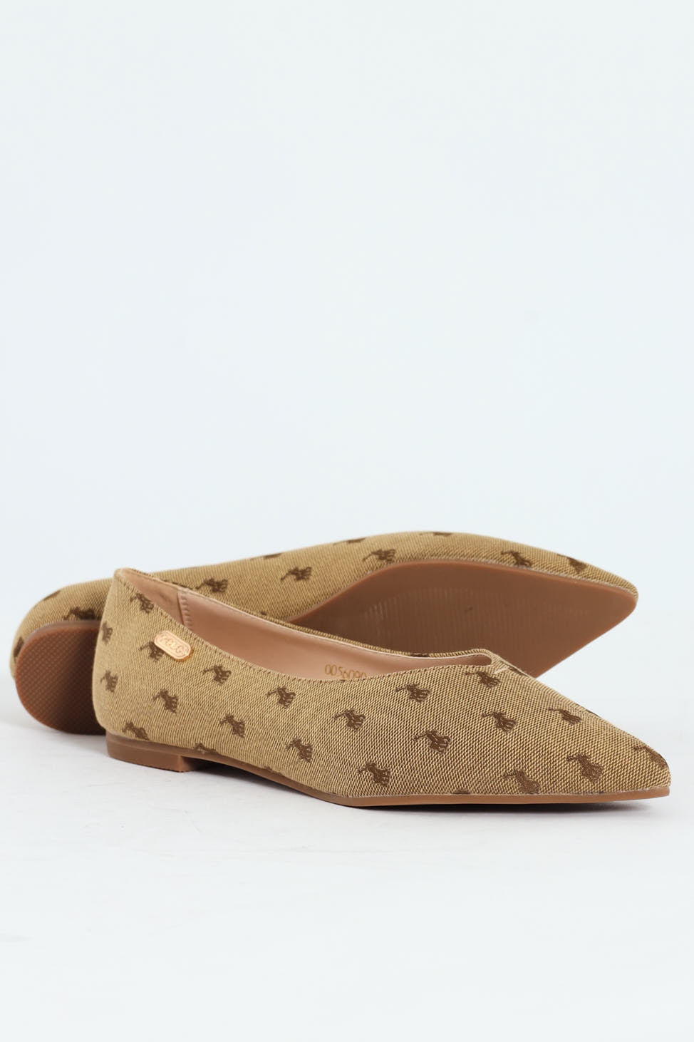 Jacquard Monogram Pointed Toe Pump - Stone