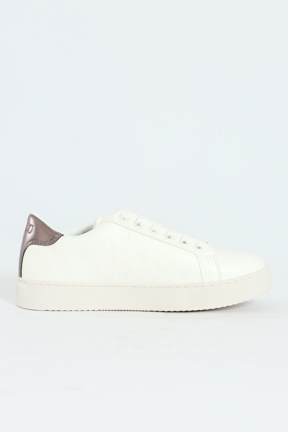 Debossed Monogram Lace Up Sneaker - White