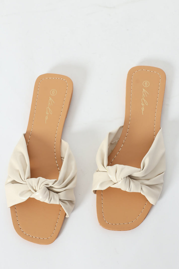 Knotted Single Band Mule Sandal - Off White