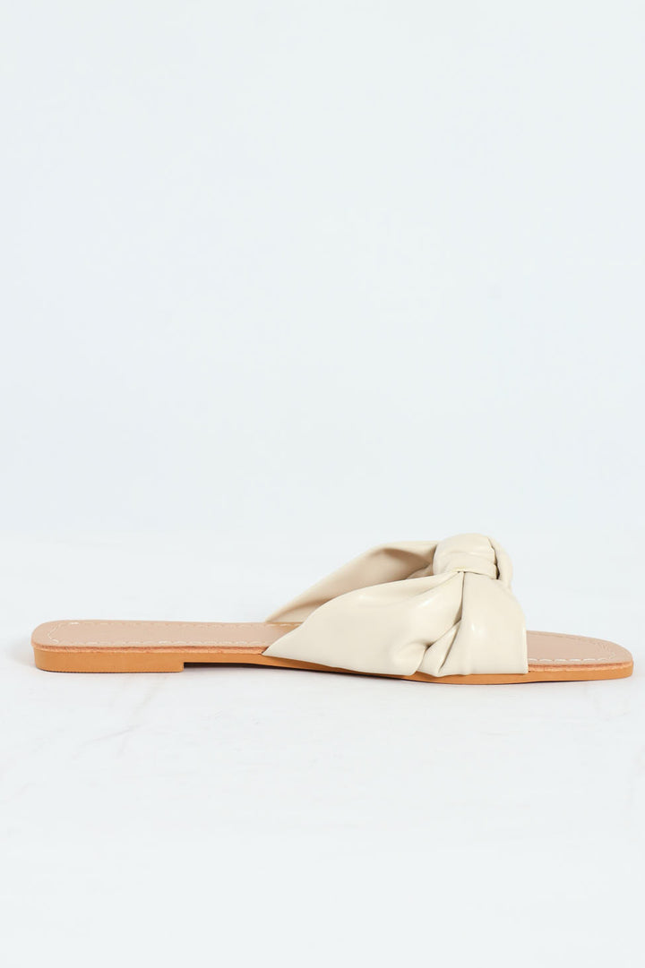 Knotted Single Band Mule Sandal - Off White