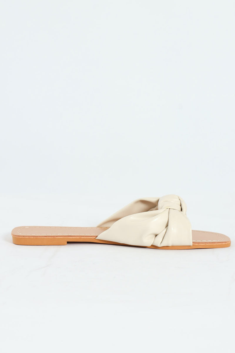 Knotted Single Band Mule Sandal - Off White