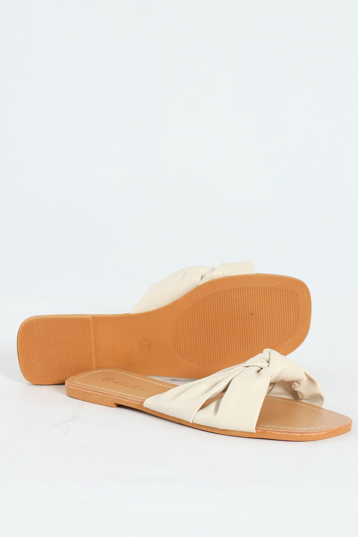 Knotted Single Band Mule Sandal - Off White