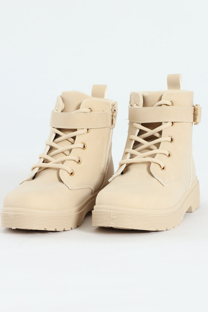 Girls Miltary Boot - Cream
