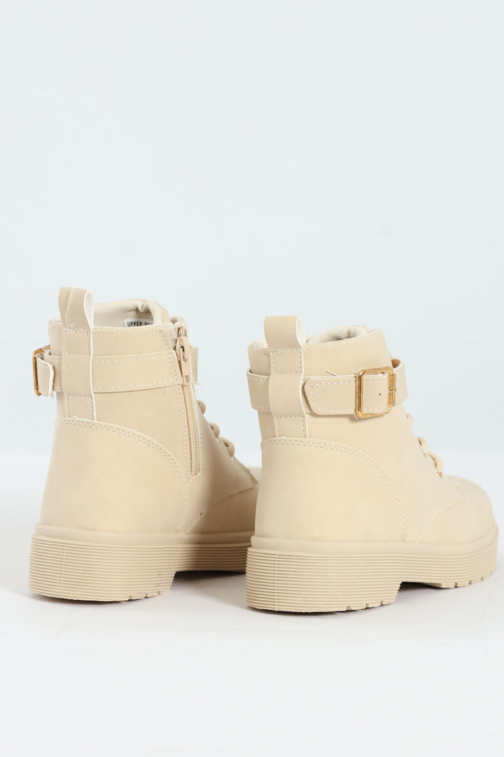 Girls Miltary Boot - Cream