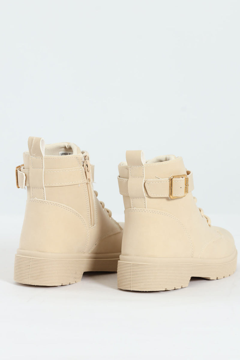 Girls Miltary Boot - Cream