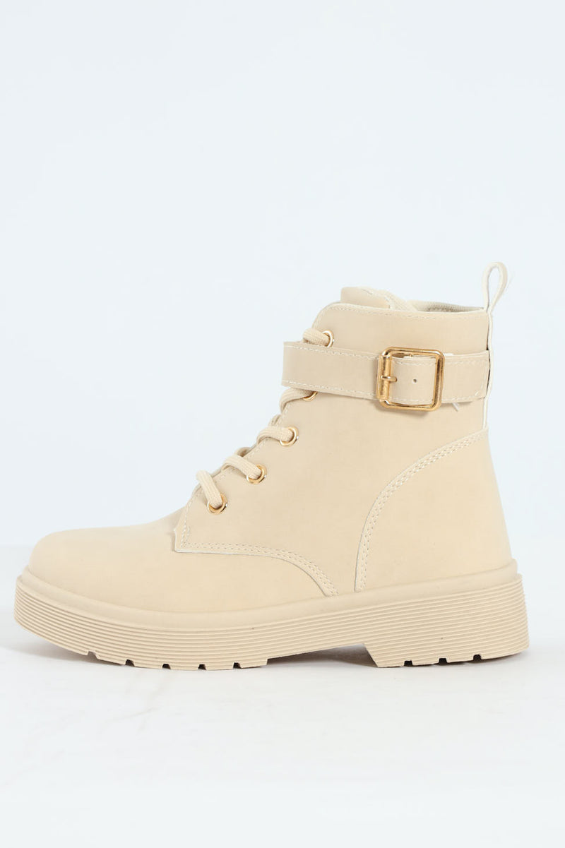 Girls Miltary Boot - Cream