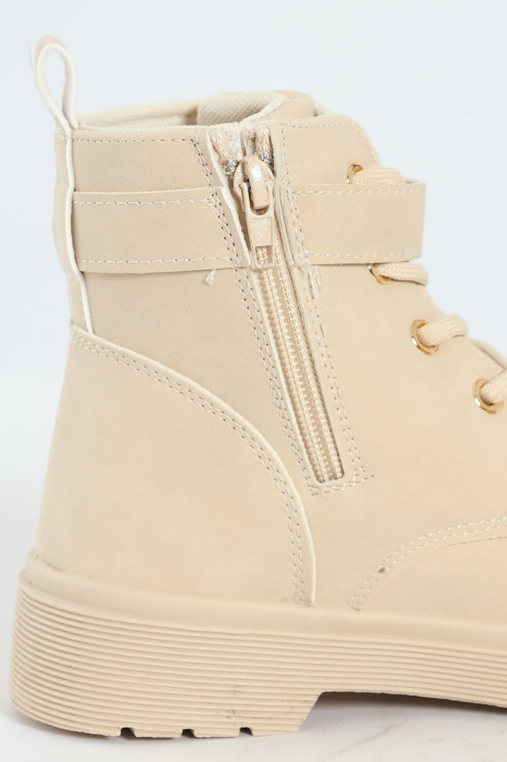 Girls Miltary Boot - Cream