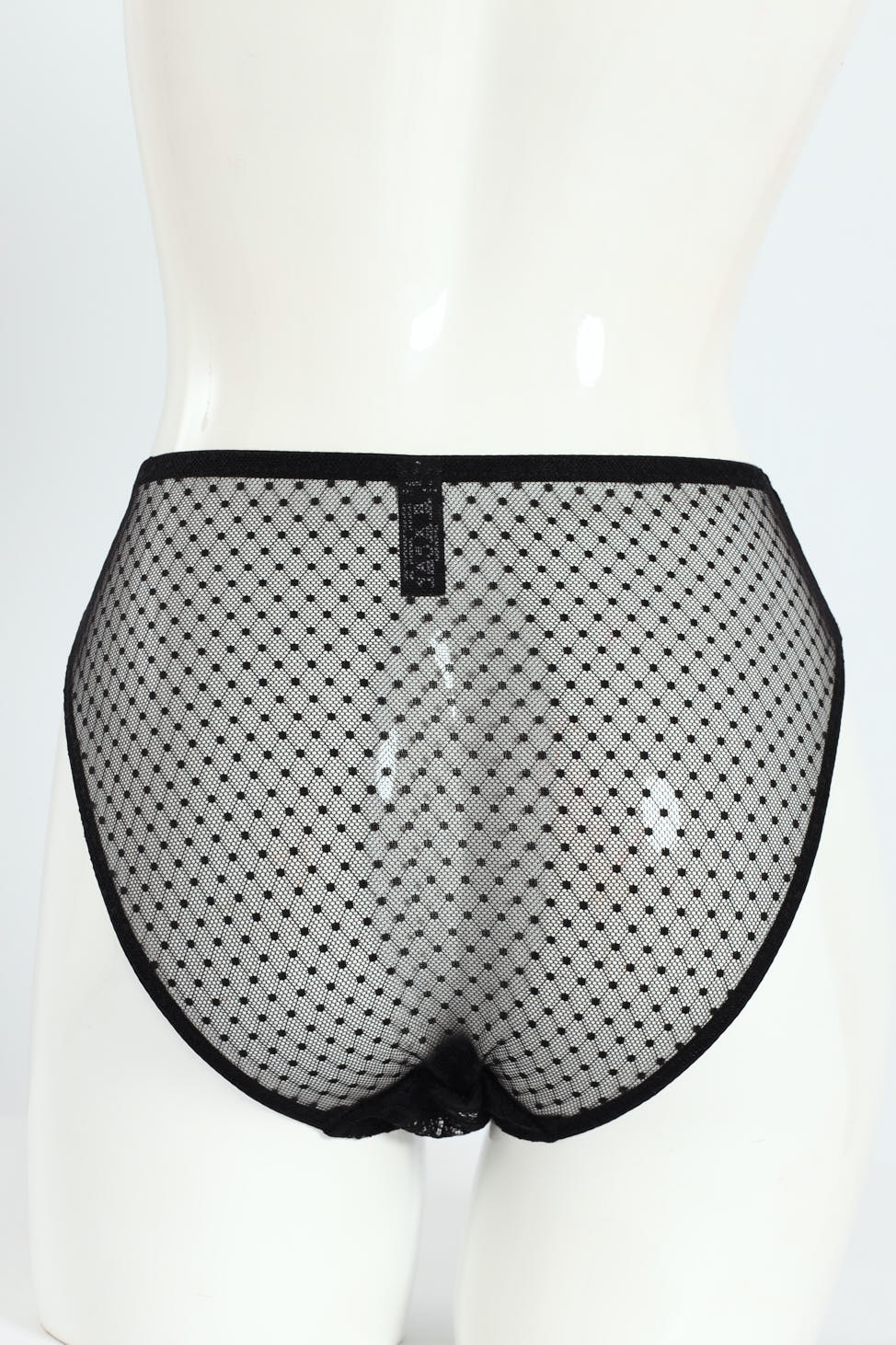 Dobby Mesh & Lace Bikini Panty - Black