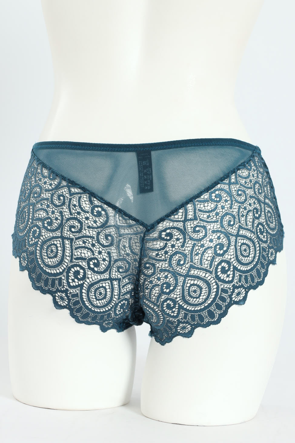 Lace & Mesh Boyleg Panty - Blue