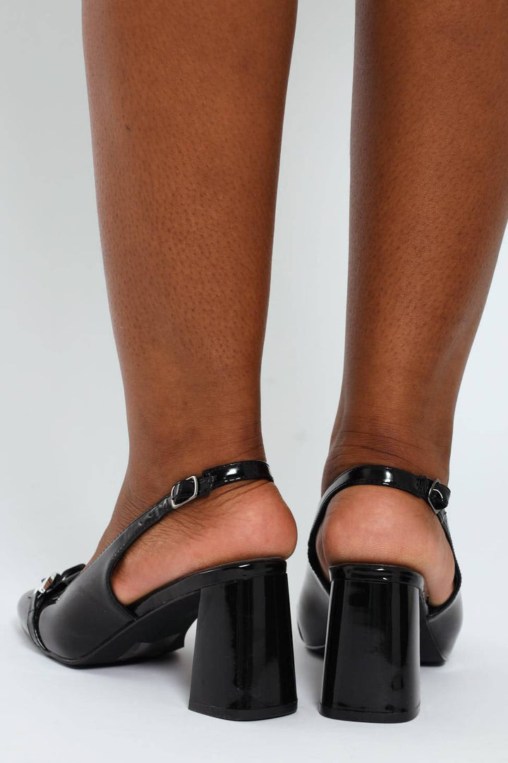 Block Mule Heel With Chain - Black
