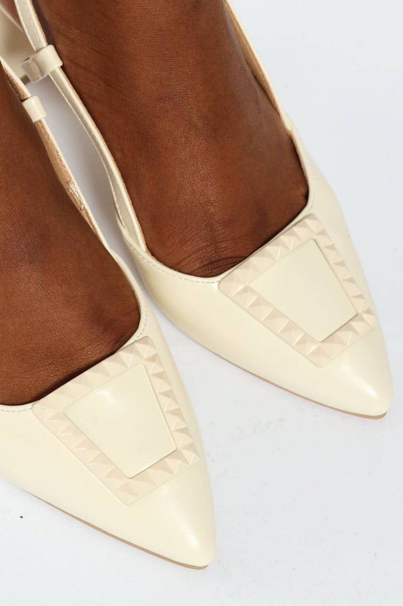 Pointy Block Heel - Off White