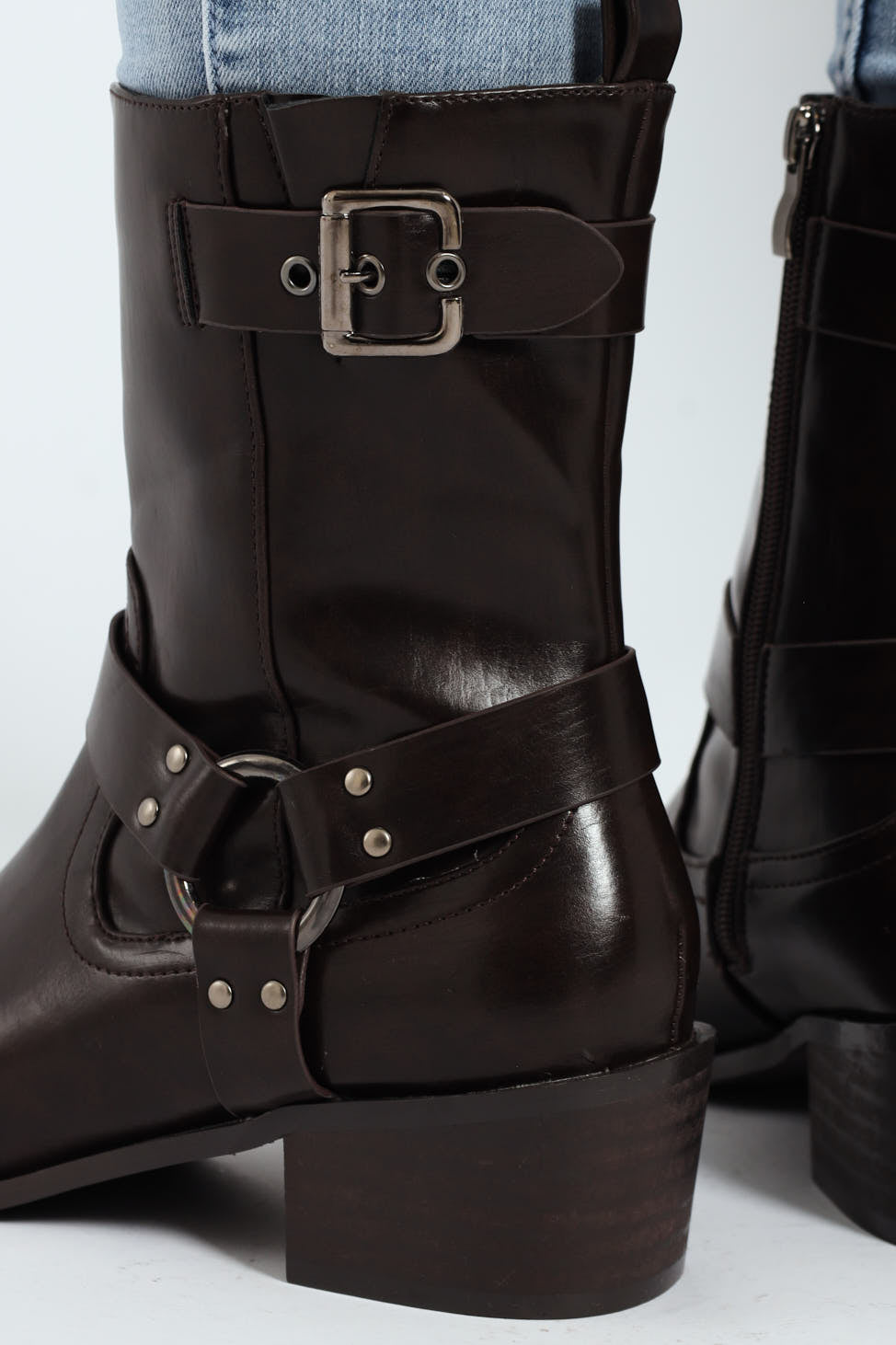 Belted Chunky Military Boot - Chocolate
