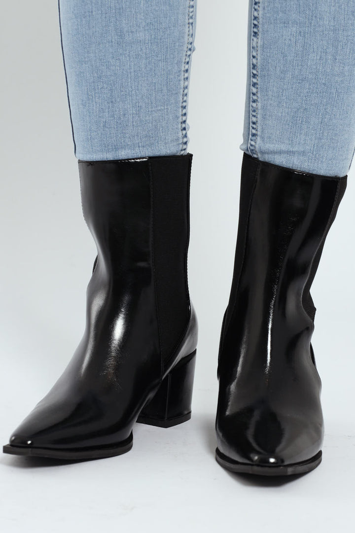 Pointy Cowboy Boot - Black