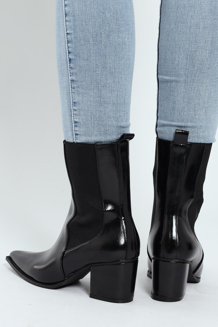 Pointy Cowboy Boot - Black