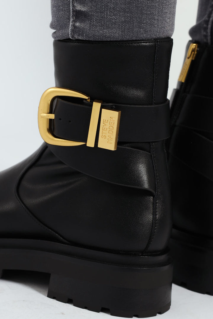 Lexs Leather Buckle Chelsea Boot - Black