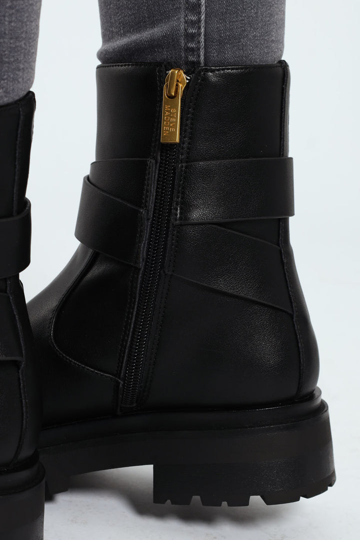 Lexs Leather Buckle Chelsea Boot - Black