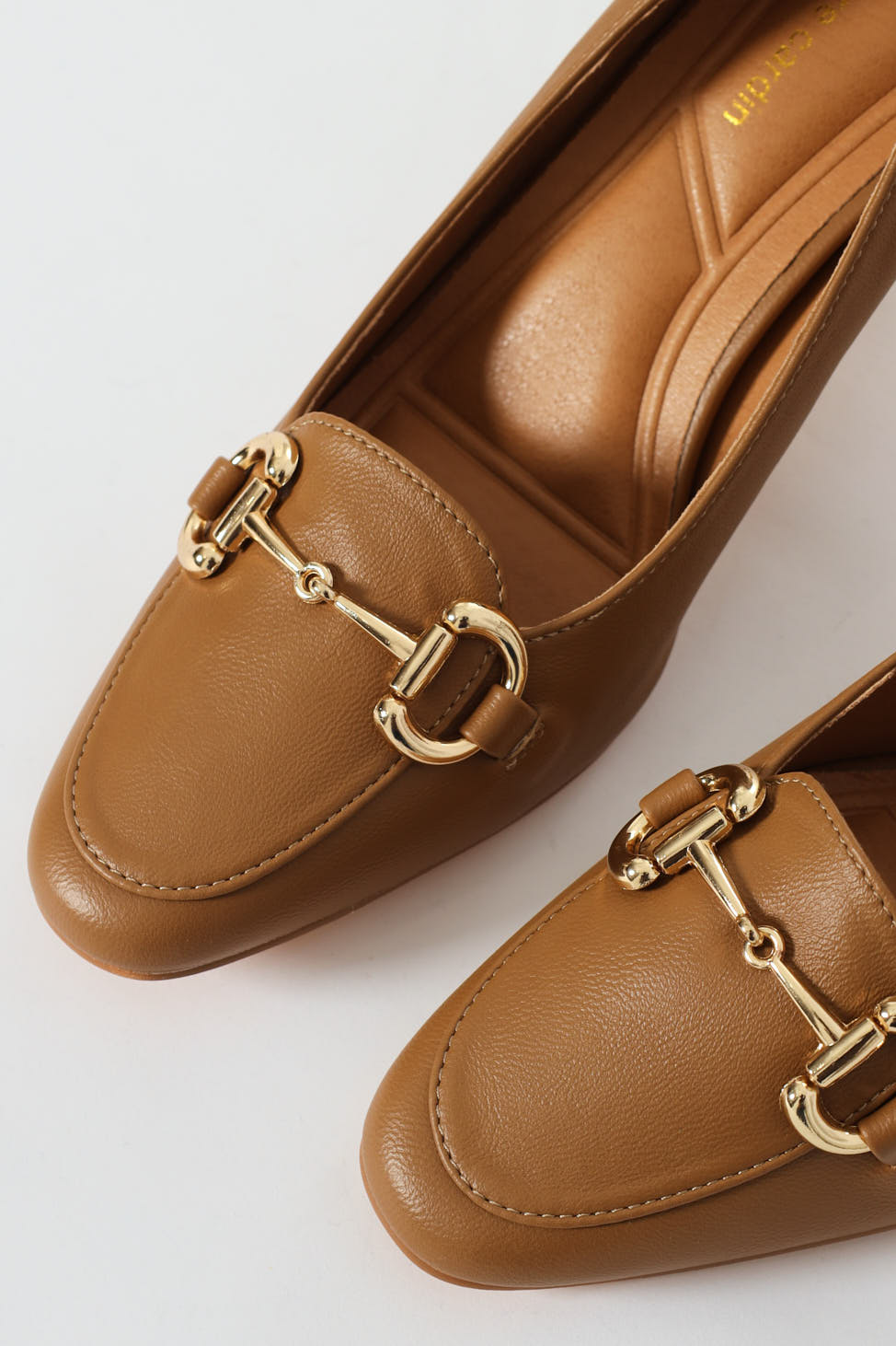 Juliet Almond Toe Juliet Horsebit Kitten Court Heel - Camel